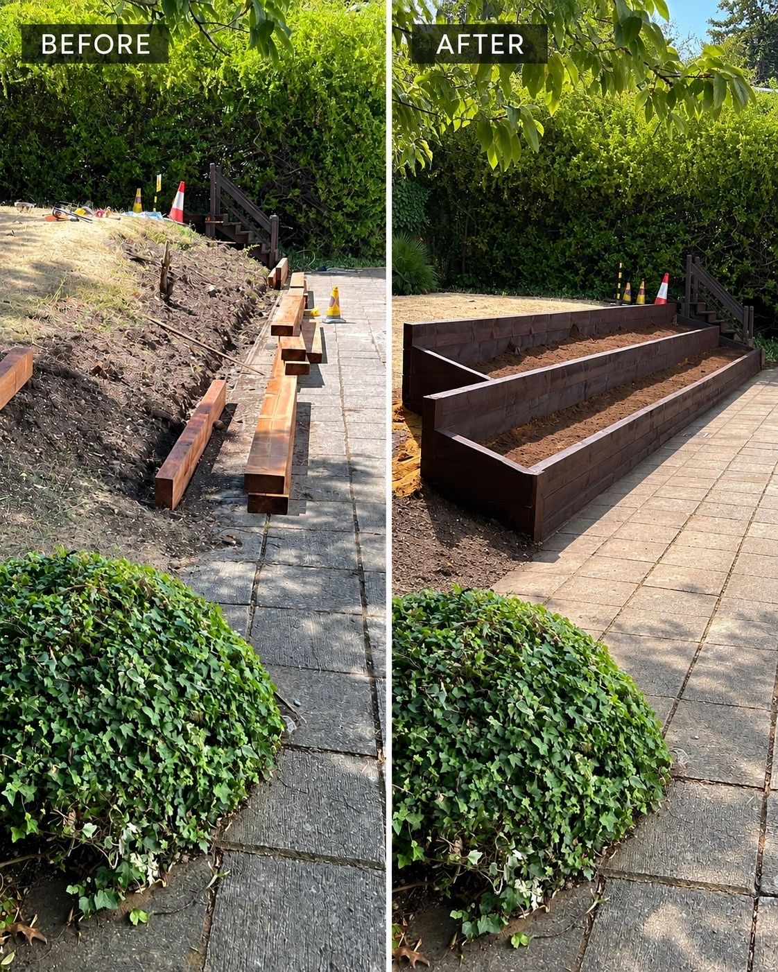 Garden landscaping and renovation before and after — West London home improvements