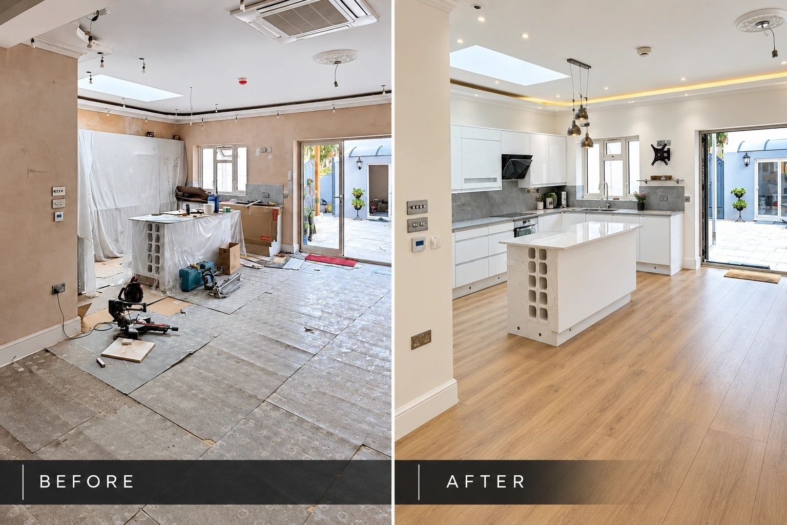 Kitchen renovation before and after — West London home improvement by HM Developments