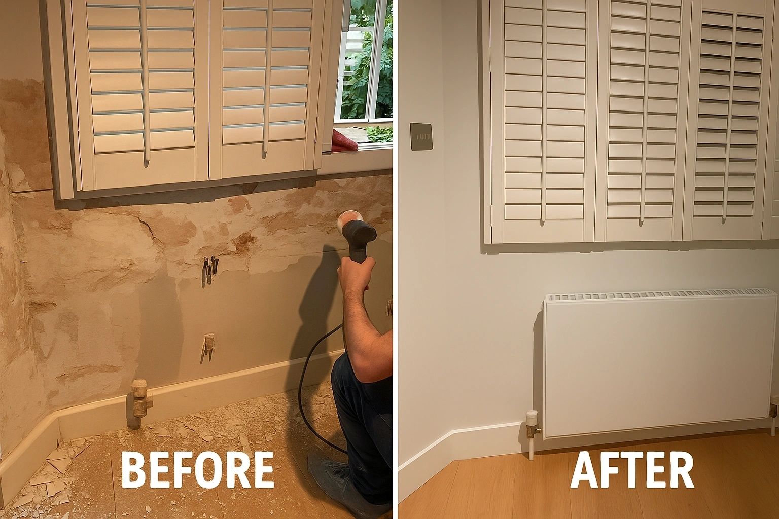 Wall plastering, preparation and painting before and after — painting and decorating Greenford