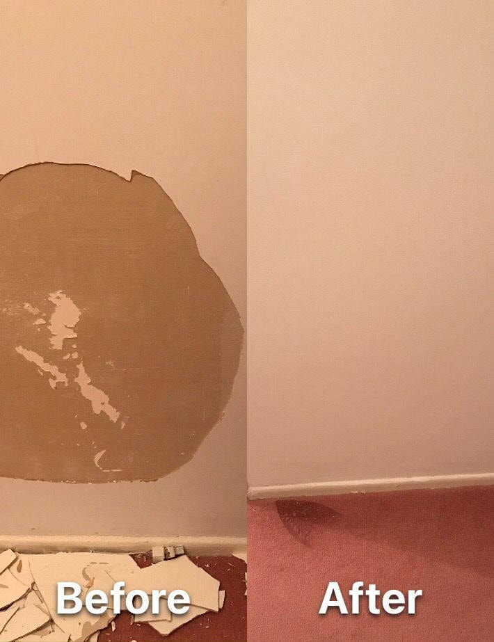 Wall repair and painting before and after — West London
