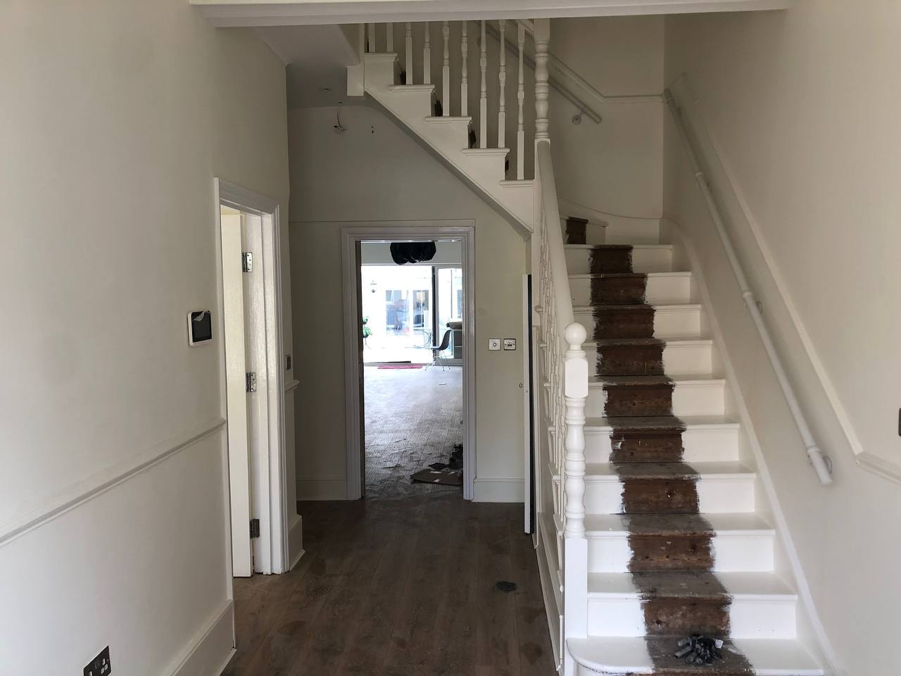 Hallway and staircase renovation in progress — West London